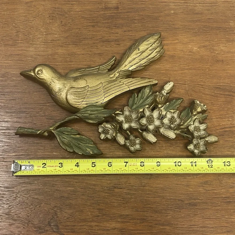 Vintage Dart Industries 1967 Dogwood Flowers Bird Wall Hanging Tinted Cottage